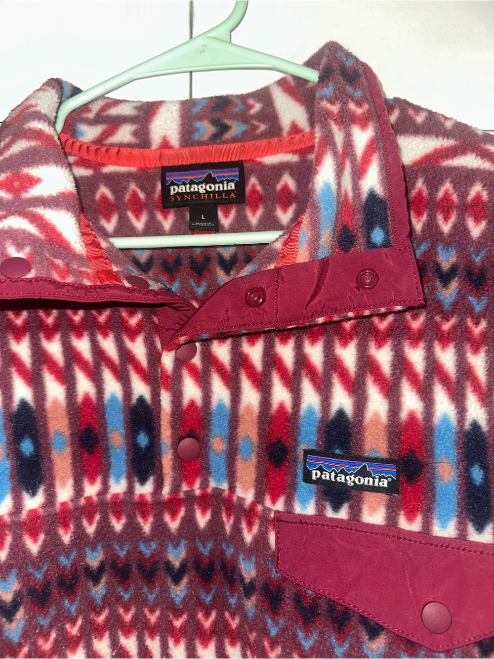 Patagonia Synchilla Fleece Pullover in Pink and Aqua Multi- Vintage - Picture 4 of 6